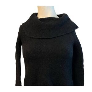 OGD Ladies Medium Black Merino Wool Blend Cowl Neck Sweater Soft Minimalist Cozy